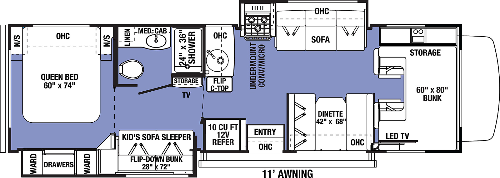 Class C-Sunseeker 3250 LE with bunks  Floor Plan