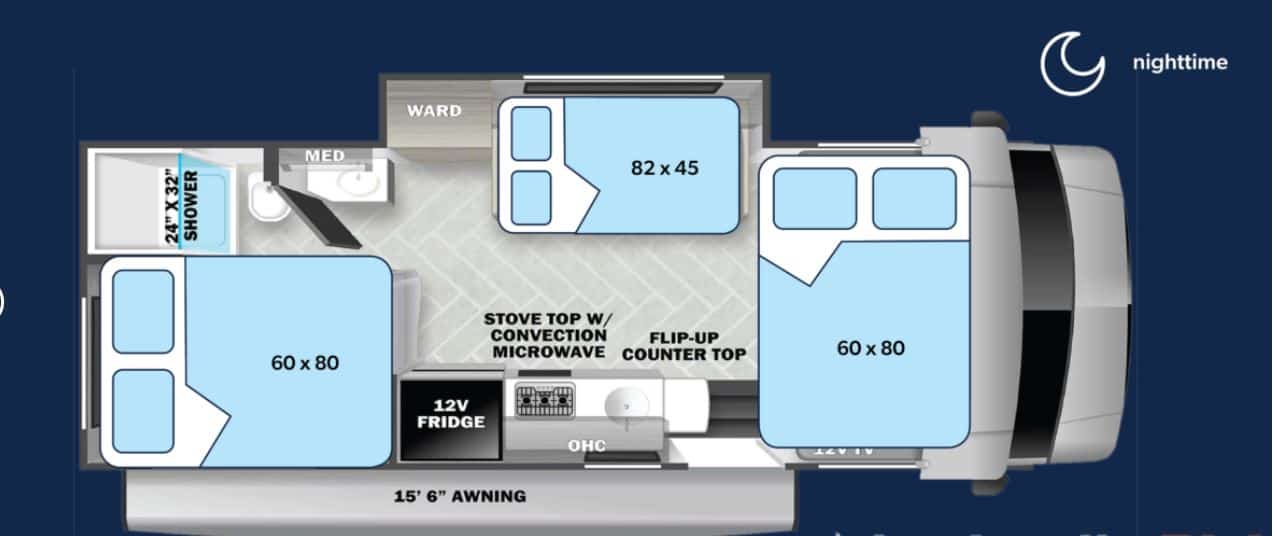 Class C-Sunseeker 2150LE. Night Floor Plan