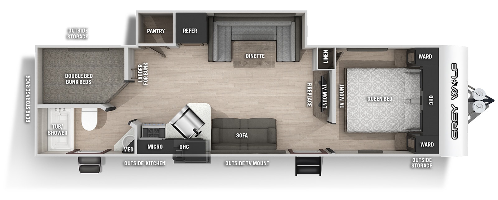 *** NEW *** FOREST RIVER CHEROKEE GREY WOLF 26BRB Floor Plan